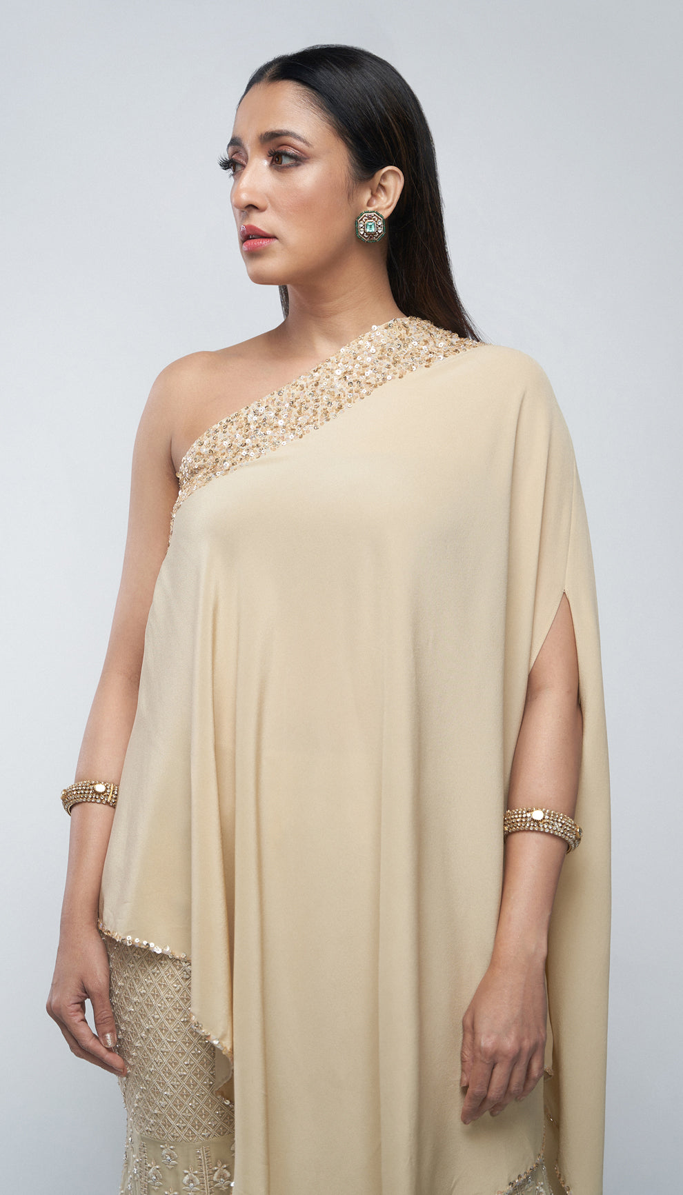 Almond Beige Tulle Sharara