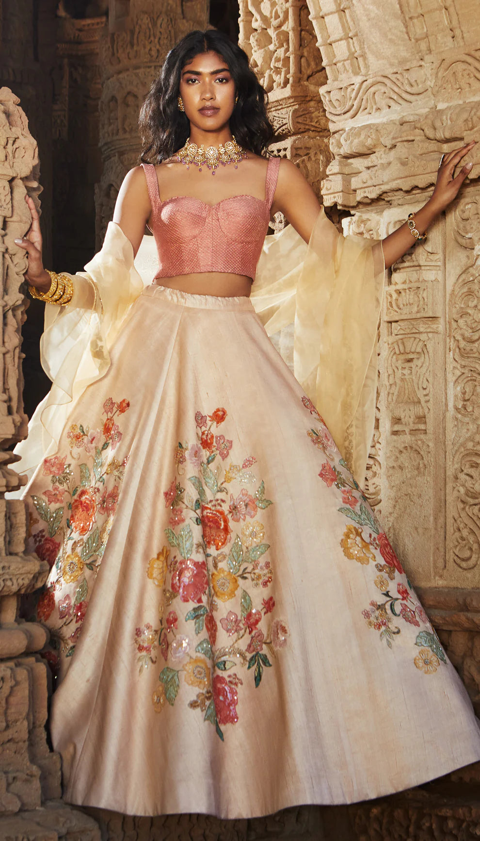 Pearl Ivory Bouquet Lehenga
