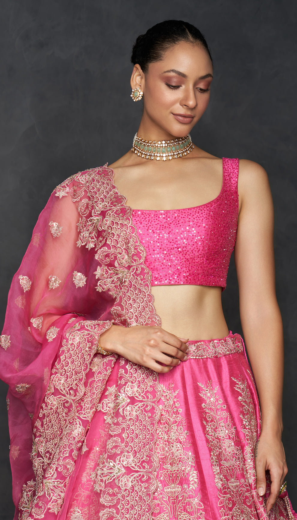 Candy pink Raw Silk Lehenga