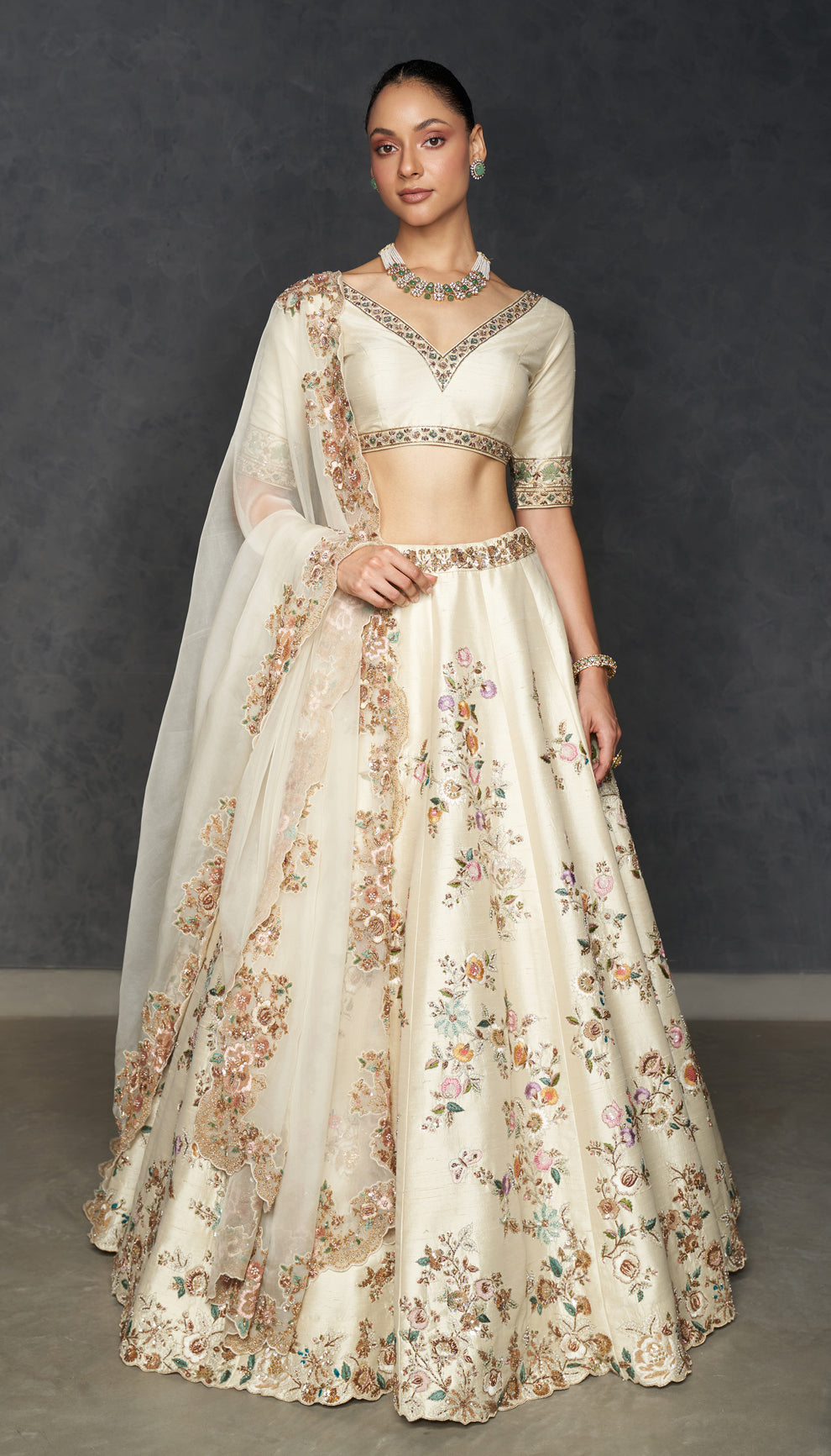 Ivory Vintage Rose Lehenga