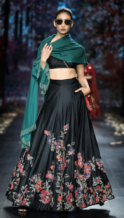 Midnight Black Velvet Lehenga