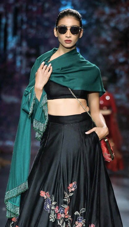 Midnight Black Velvet Lehenga