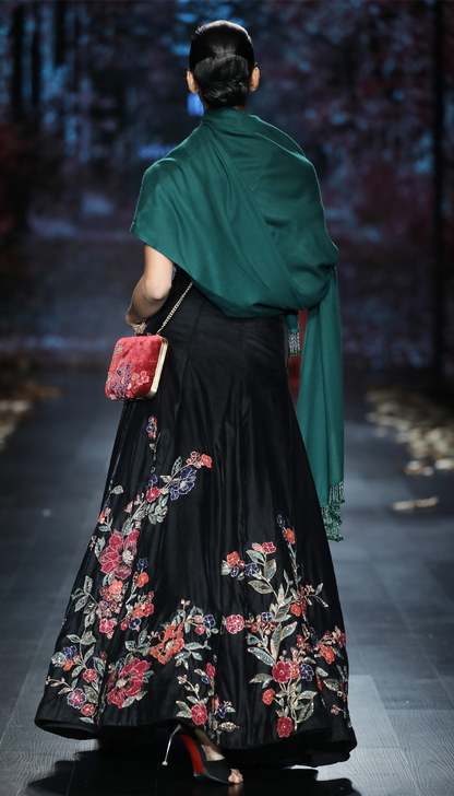 Midnight Black Velvet Lehenga