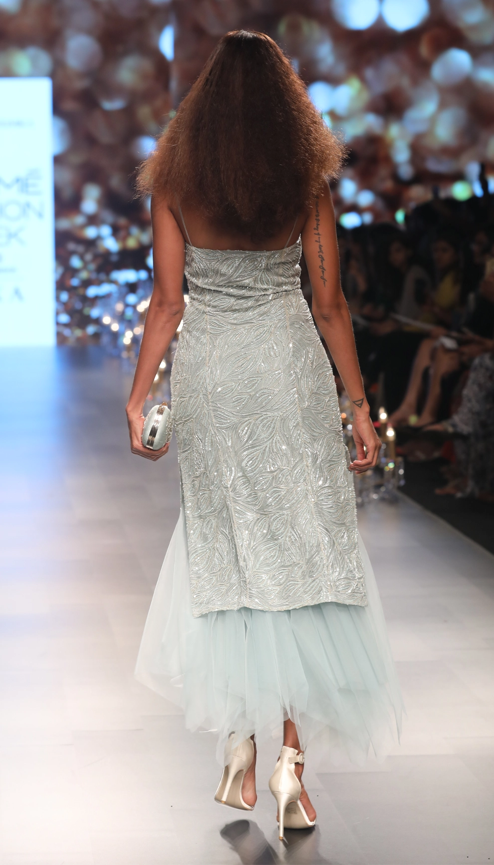 Cloud Blue Tube Dress with Sequin & Glass Pipe Embellishments