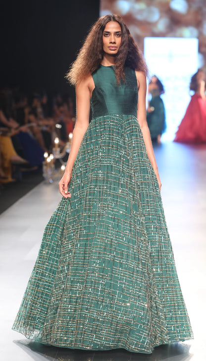 Emerald green evening gown