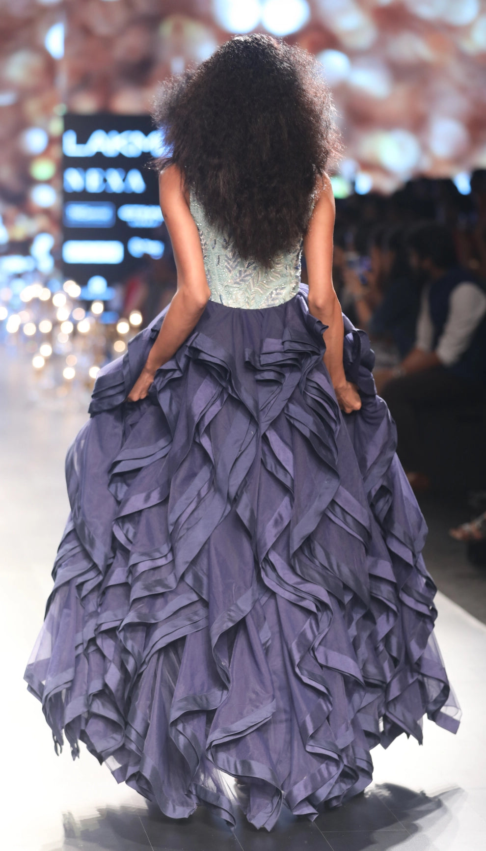 Dramatic ruffled evening gown