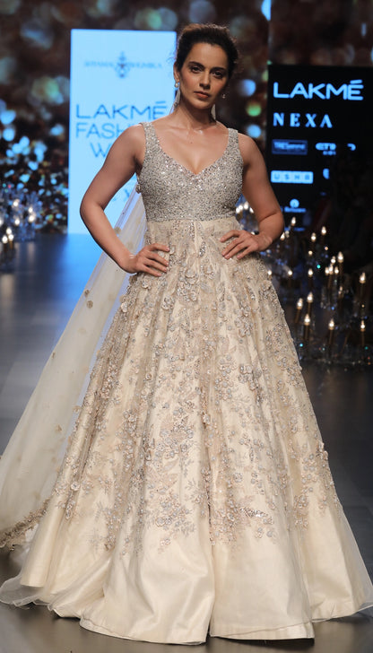 Kangana Ranaut in an ivory gown inspired by fairytales