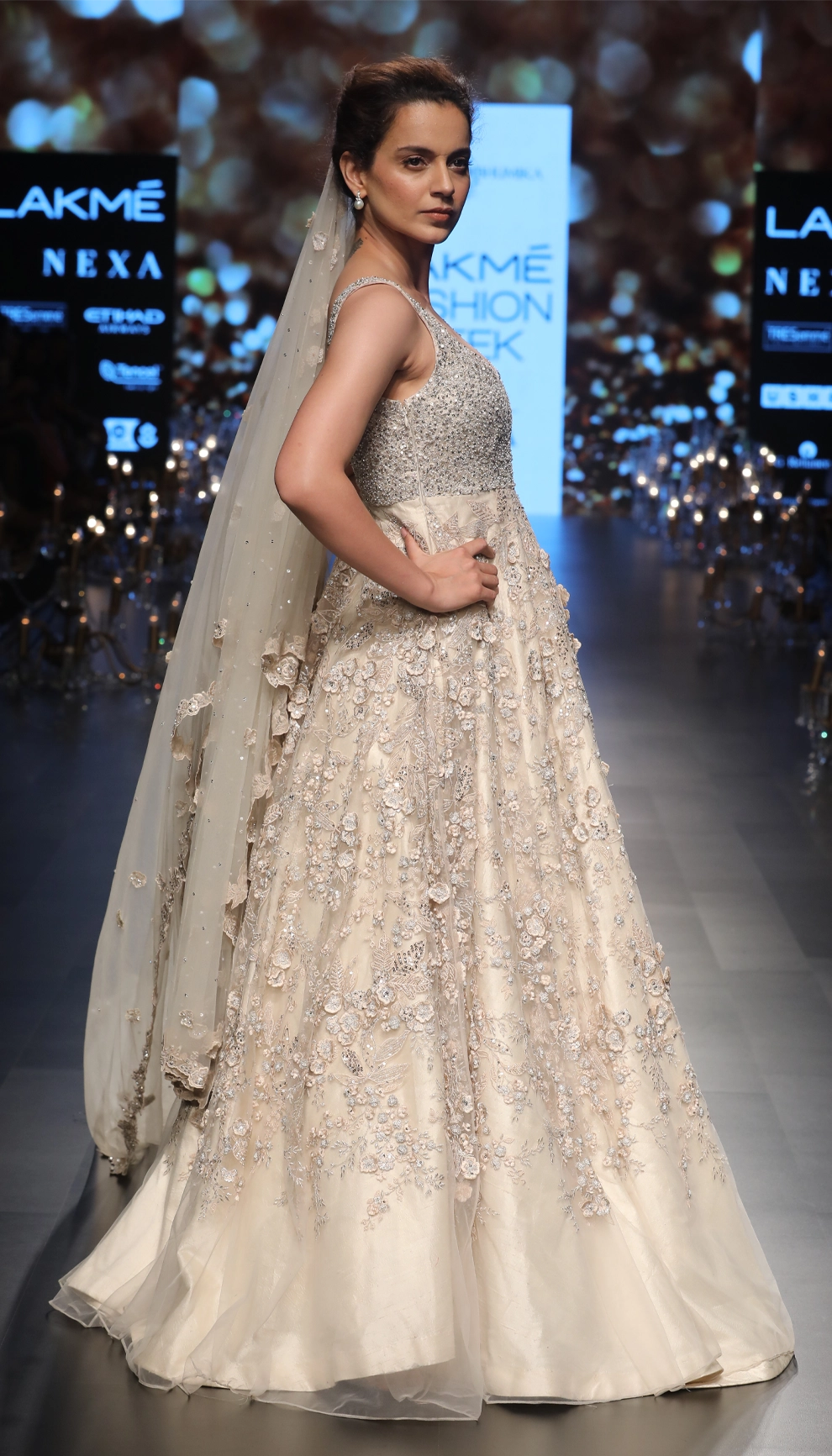 Kangana Ranaut in an ivory gown inspired by fairytales