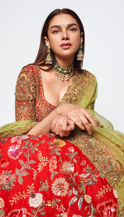 Aditi Rao Hydari in Bageecha Lehenga by Shyamal & Bhumika