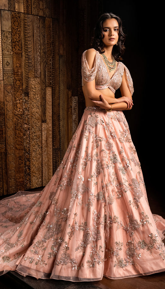 Pastel Pink Trail Lehenga