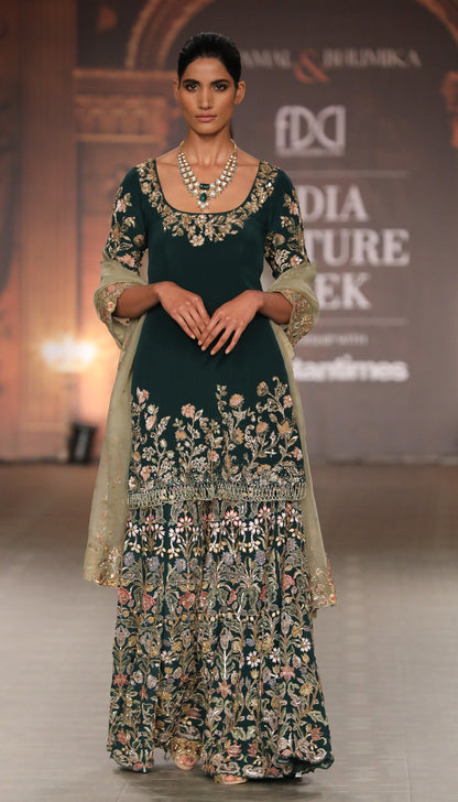 An Emerald Green Panelled Sharara