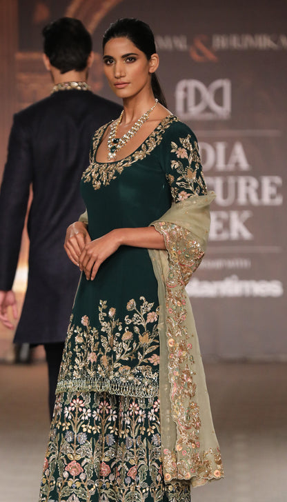 An Emerald Green Panelled Sharara