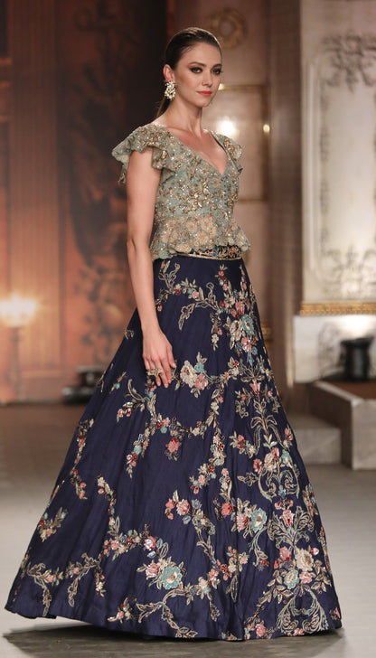 The Muted Blue Meenakari Lehenga