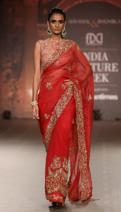 A Deep Red Bridal Saree