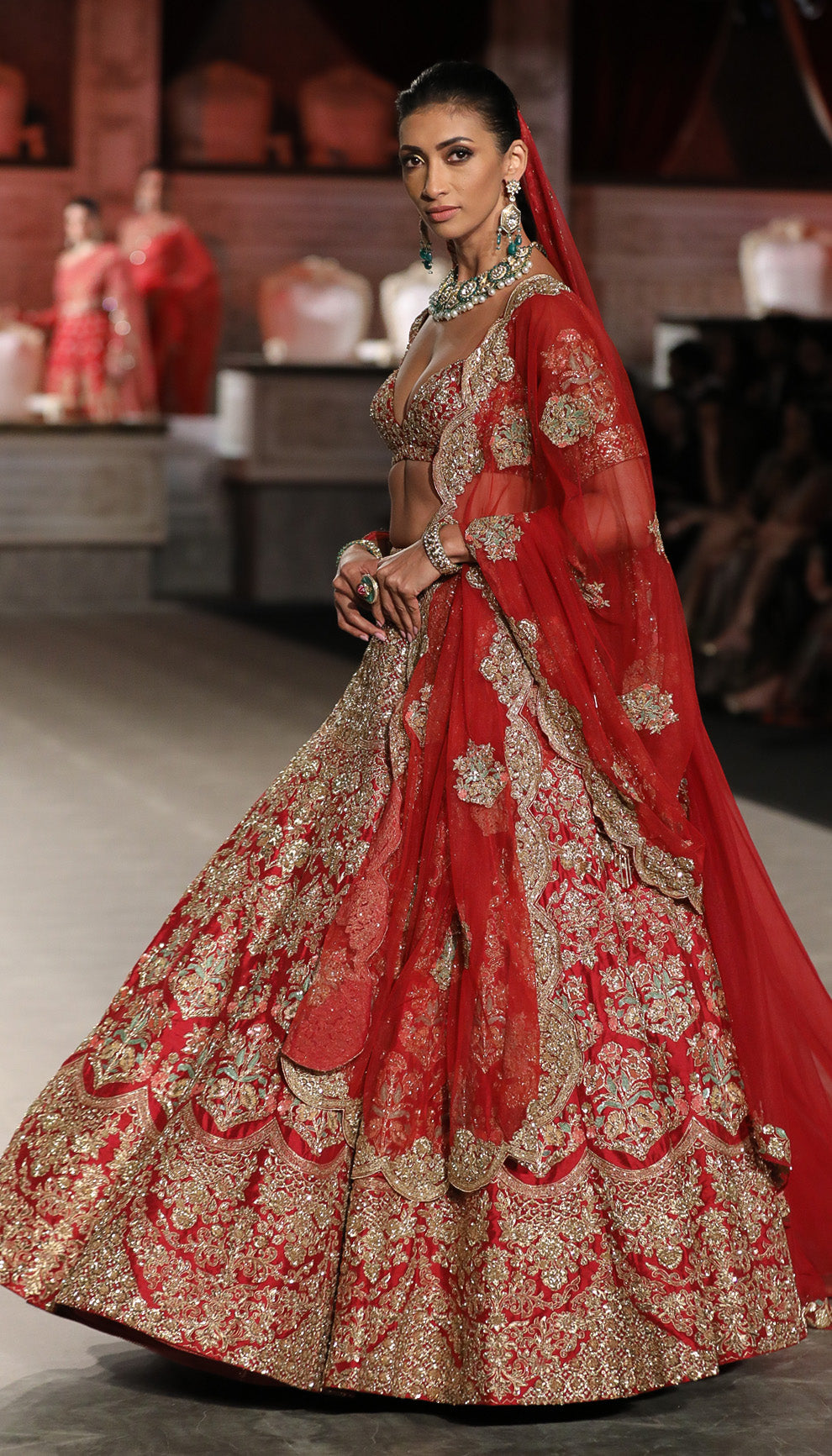 A Deep Red Raw Silk Lehenga