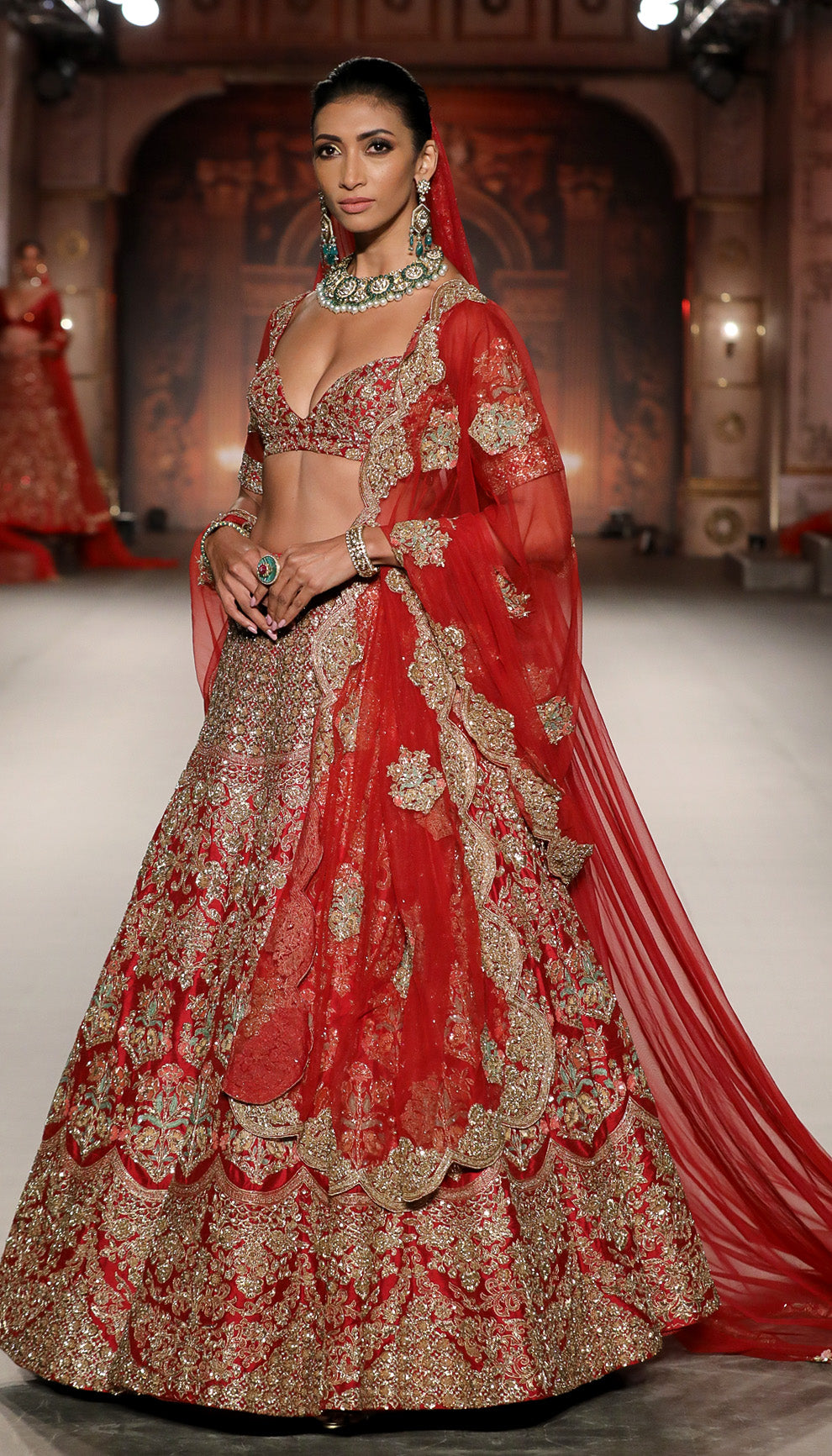 A Deep Red Raw Silk Lehenga