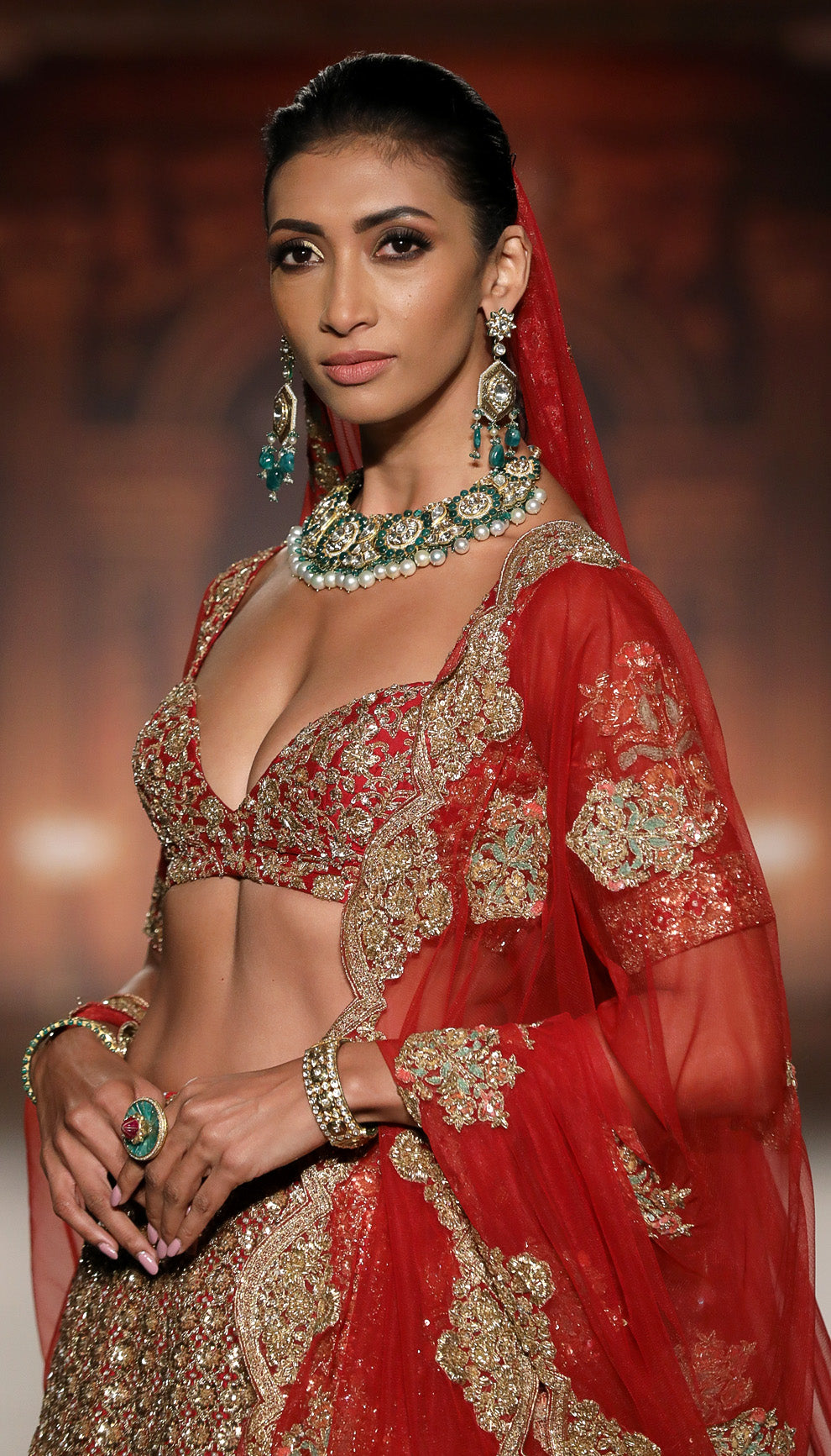 A Deep Red Raw Silk Lehenga