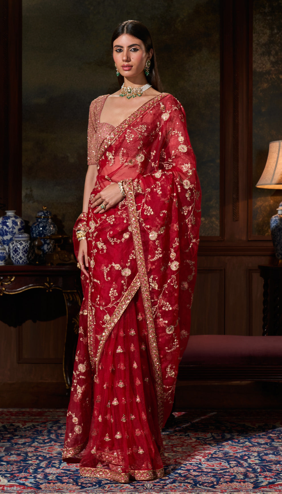 Red Organza Saree