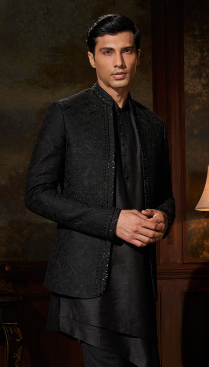 A Cobalt Black Raw Silk Jacket