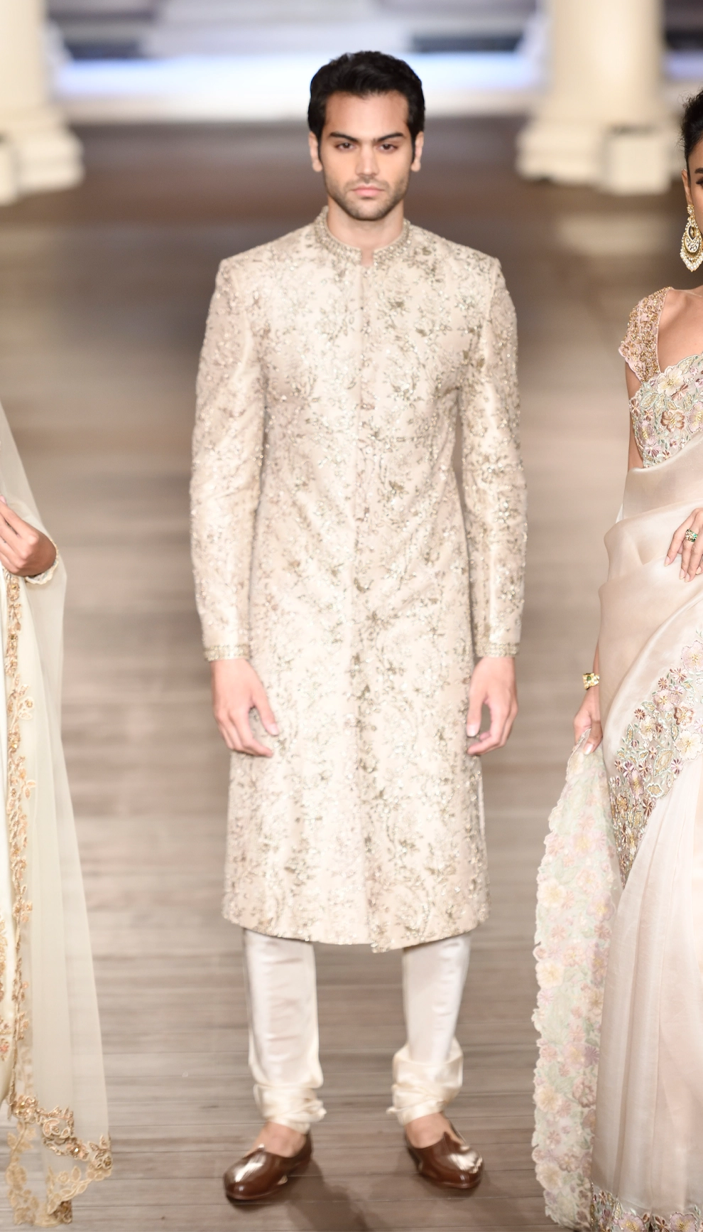 Moon Beige Raw Silk Sherwani