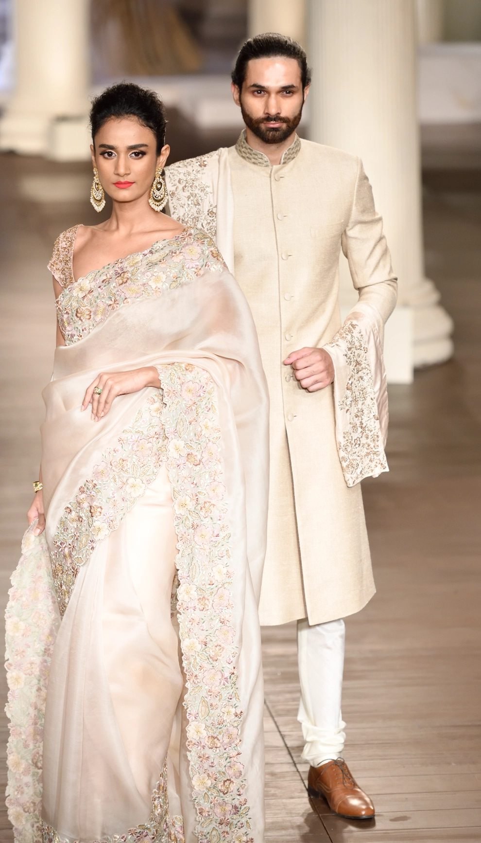 Muted Ivory Matka Silk Sherwani