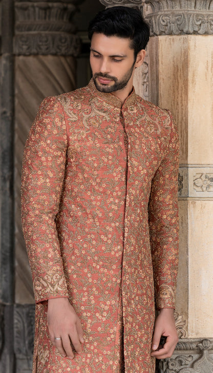 A Muted Peach Sherwani