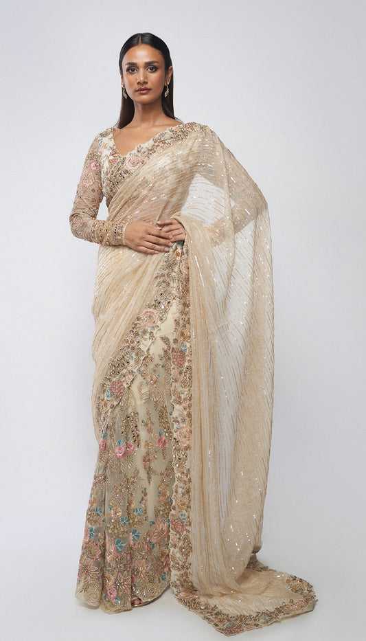 The les fleur kalidaar saree