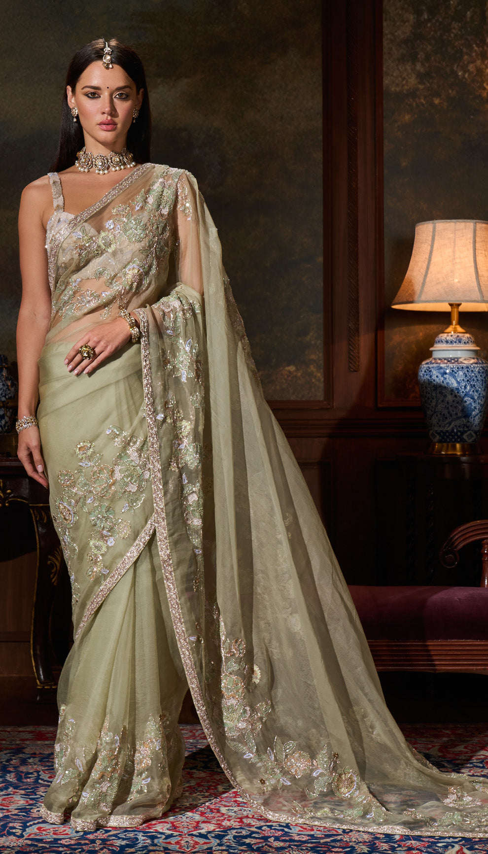 Fennel Green Organza Saree