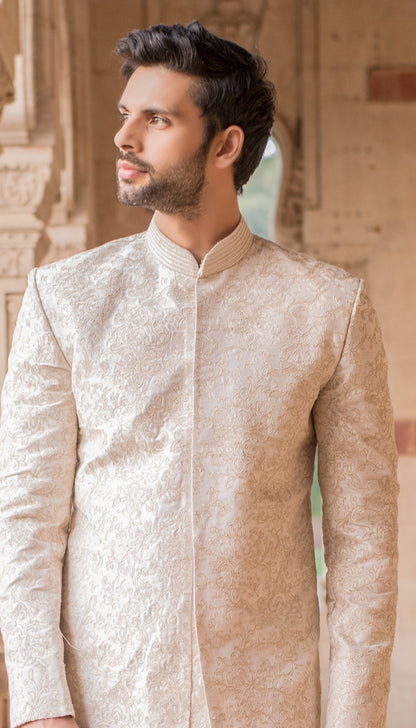 Ivory Embroidered Sherwani