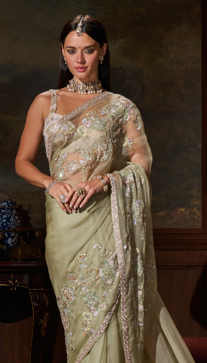 Fennel Green Organza Saree