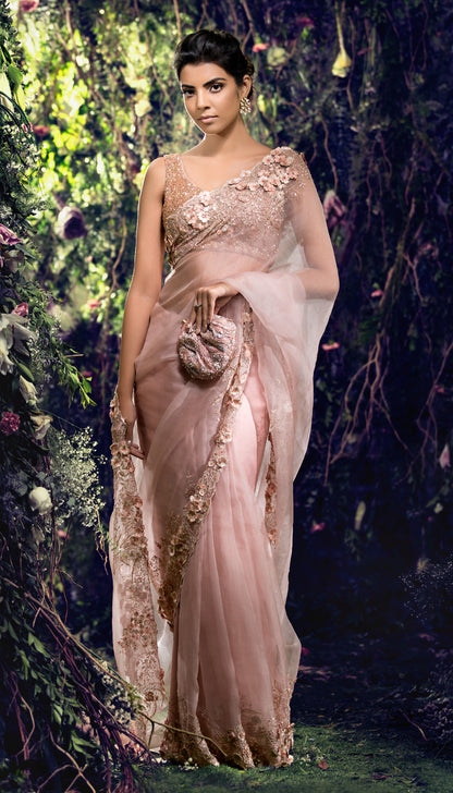 Blush Organza Saree with Shimmering Blouse