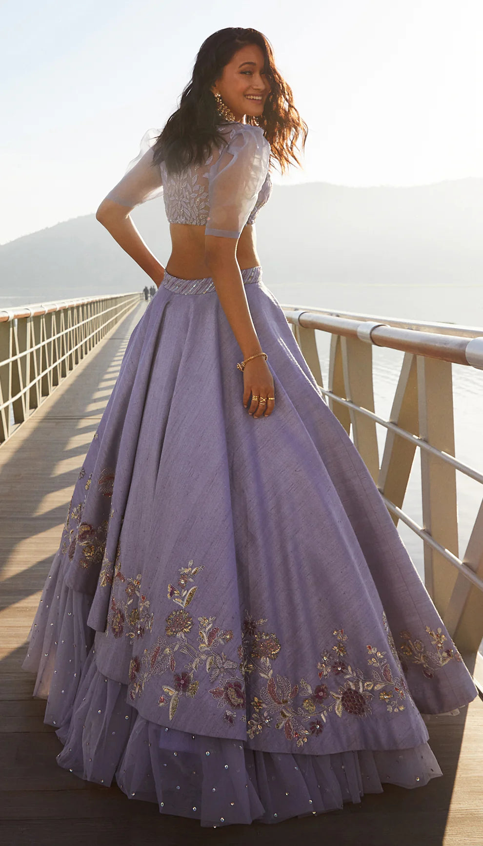 Muted Lilac Raw Silk Lehenga