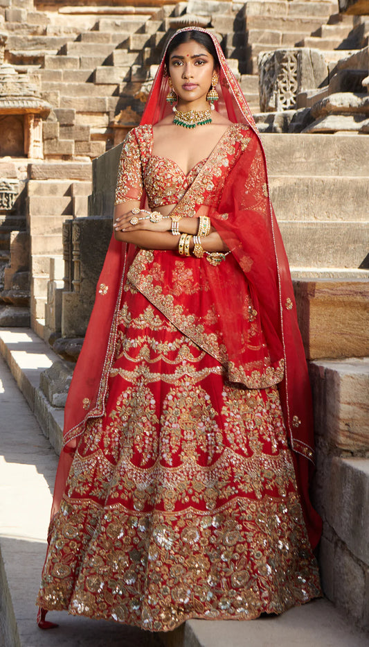 Scarlet Red Bridal Lehenga