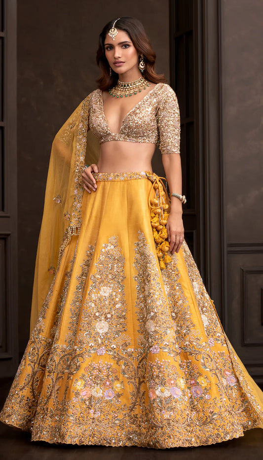 Ochre Cartouche Lehenga