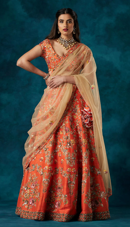 Orange Bridal Lehenga