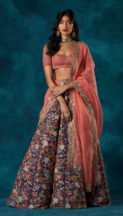 Purple Thread Lehenga