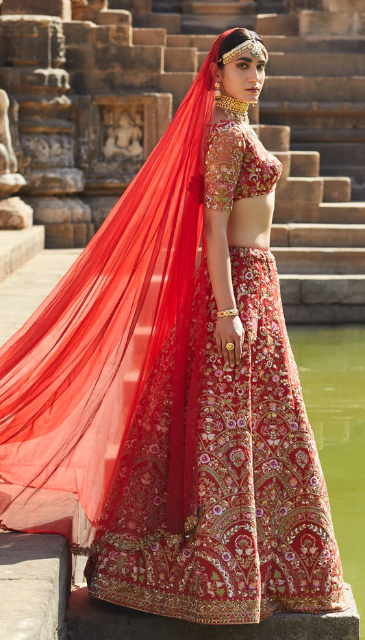 Ruby Red Arch Lehenga