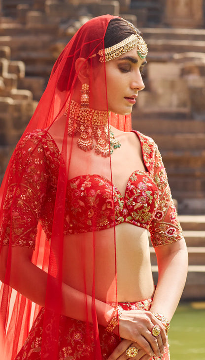 Ruby Red Arch Lehenga