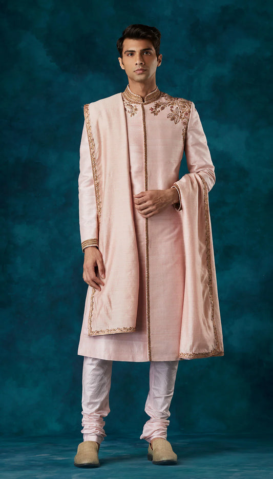 Pink Shoulder Placement Sherwani