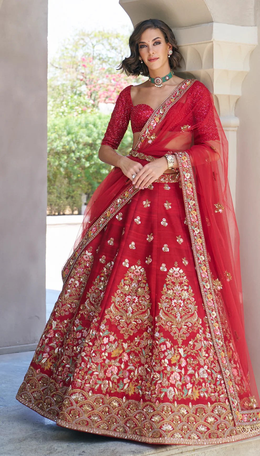 Red Bouquet Lehenga