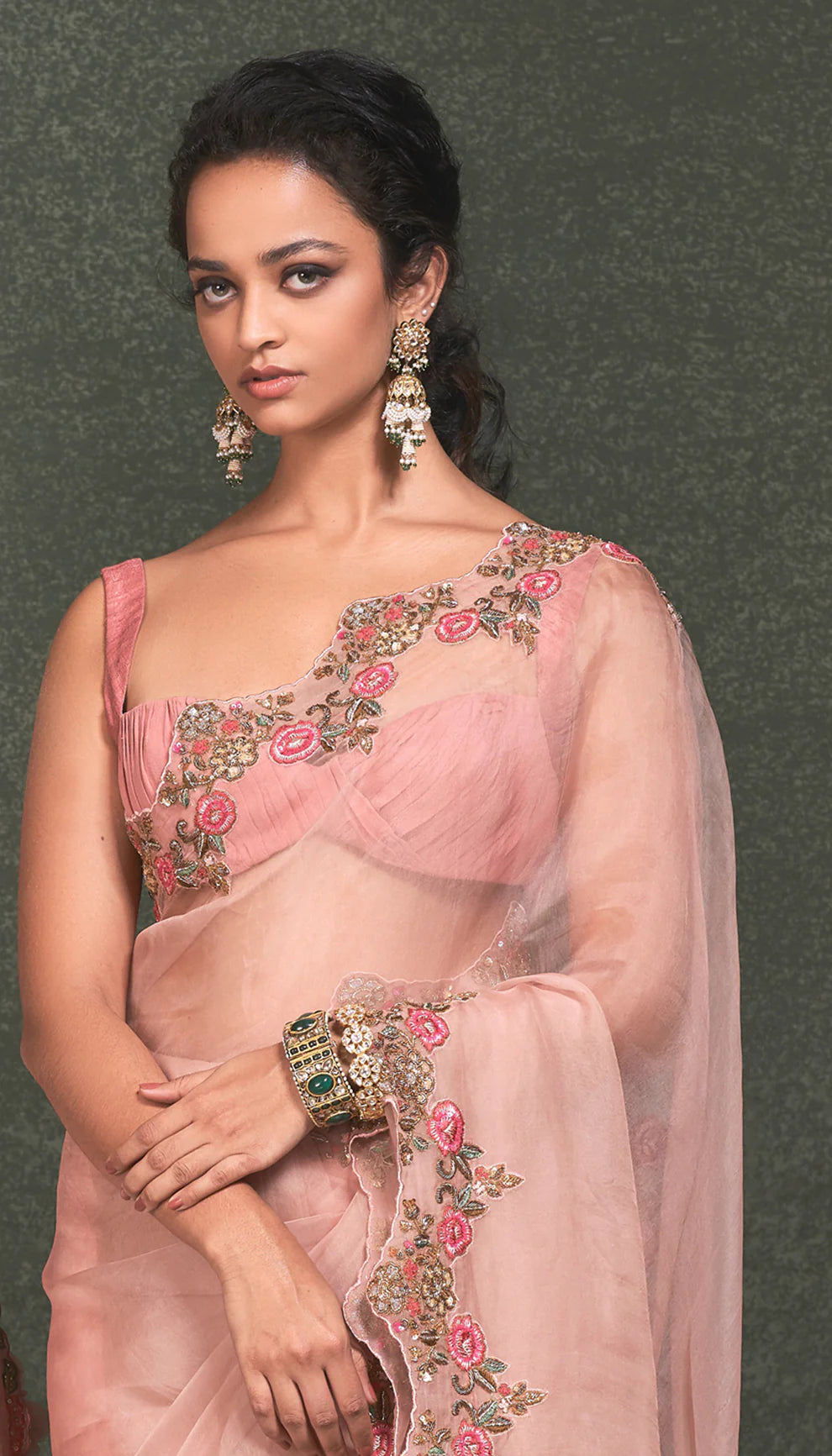 Pink Sheer Organza Saree