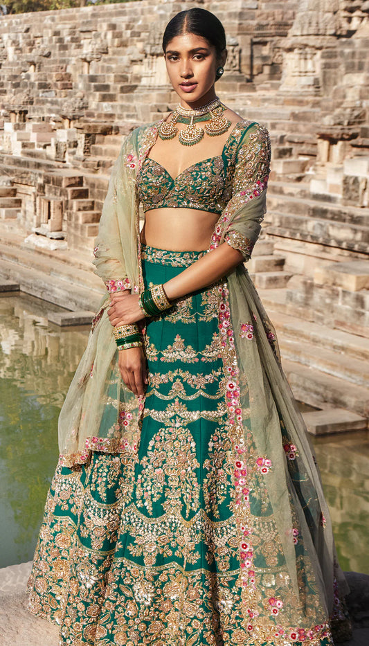 Forest Green Bridal Lehenga