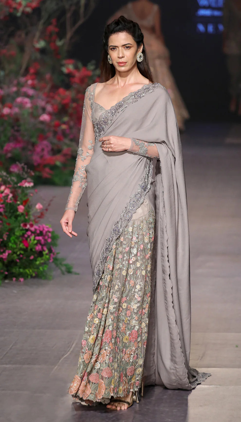 Moon Grey Kalidar Saree