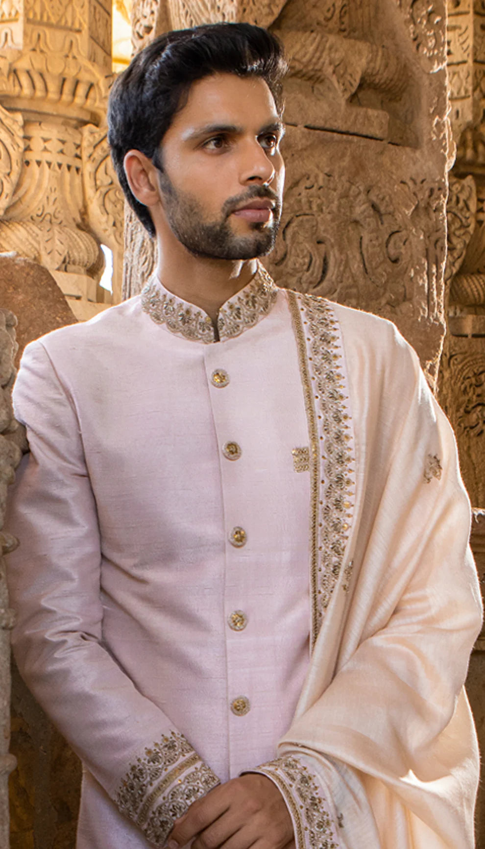 Cream Beige Marodi Sherwani