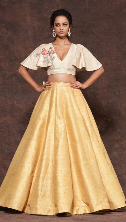 Sundress Yellow Raw Silk Lehenga