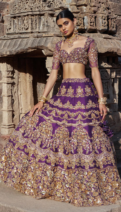 Indigo Purple Bridal Lehenga