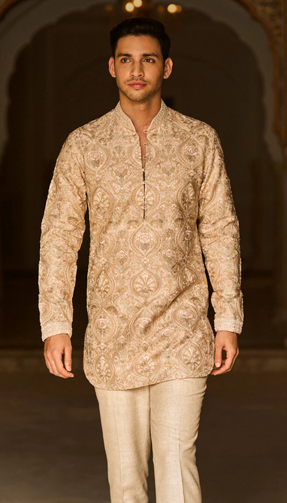 Shell Pink Baroque Kurta