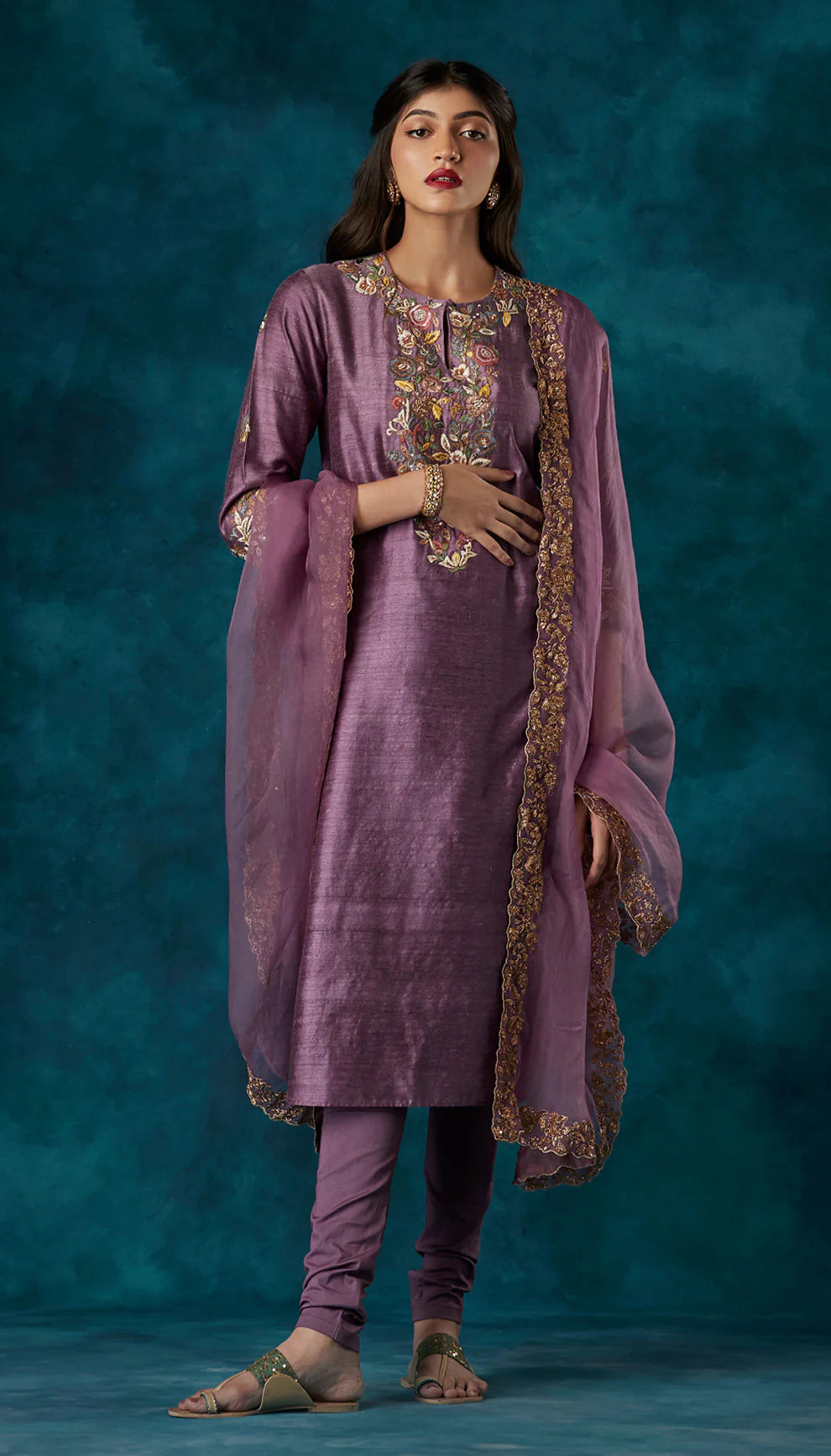 Purple Raw Silk Kurta