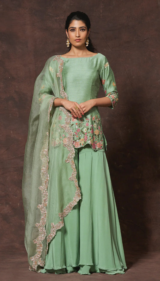 Laurel Green Tassar Silk Kurta