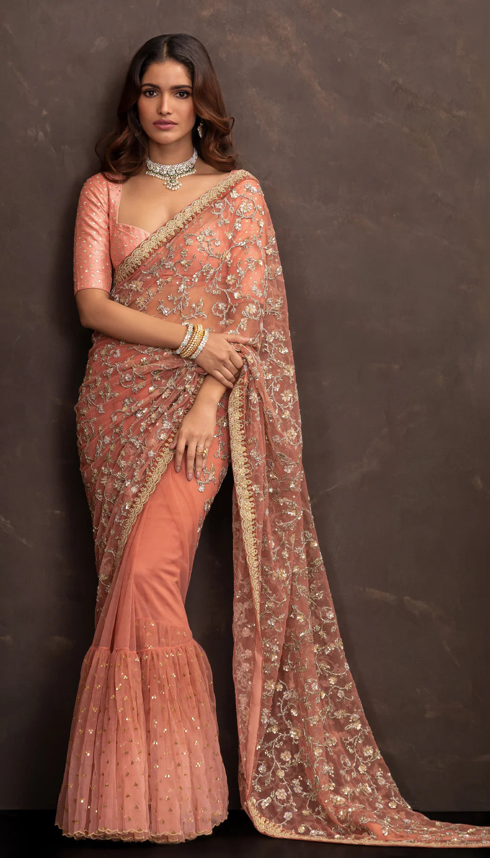 The Pink Ombre Jaal Saree